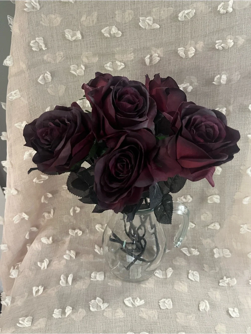 Deep Burgundy Blackish Artificial Rose Bouquet - Home Accents